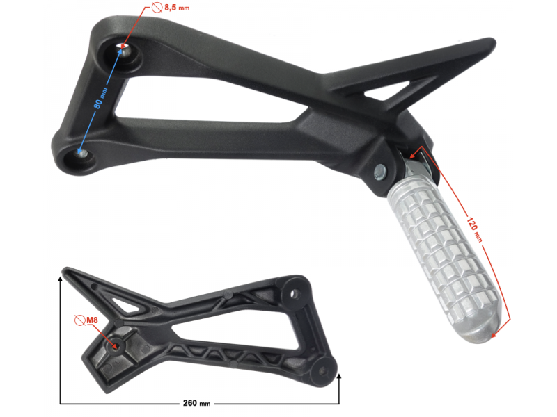 Rear footrest set. left VOGE 300 R/DS