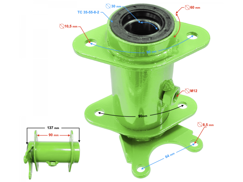 Rear axle hub green T-rex 125