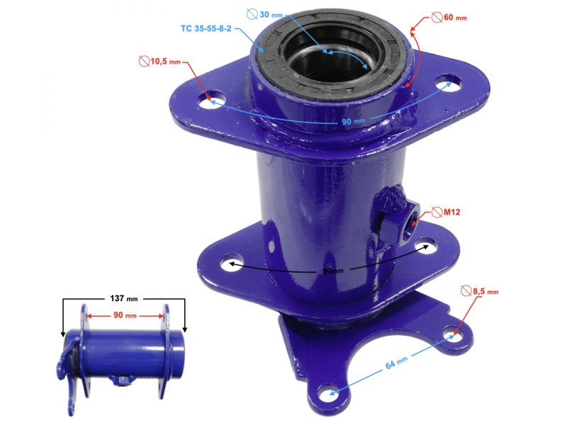 Rear axle hub blue T-rex 125