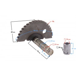 Kick starter shaft (crescent moon) for Delfin scooter (shaft length 72 mm.)
