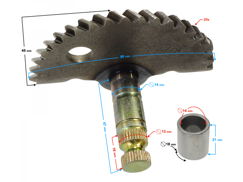 Kick starter shaft (crescent moon) for Challenger 2 scooter
