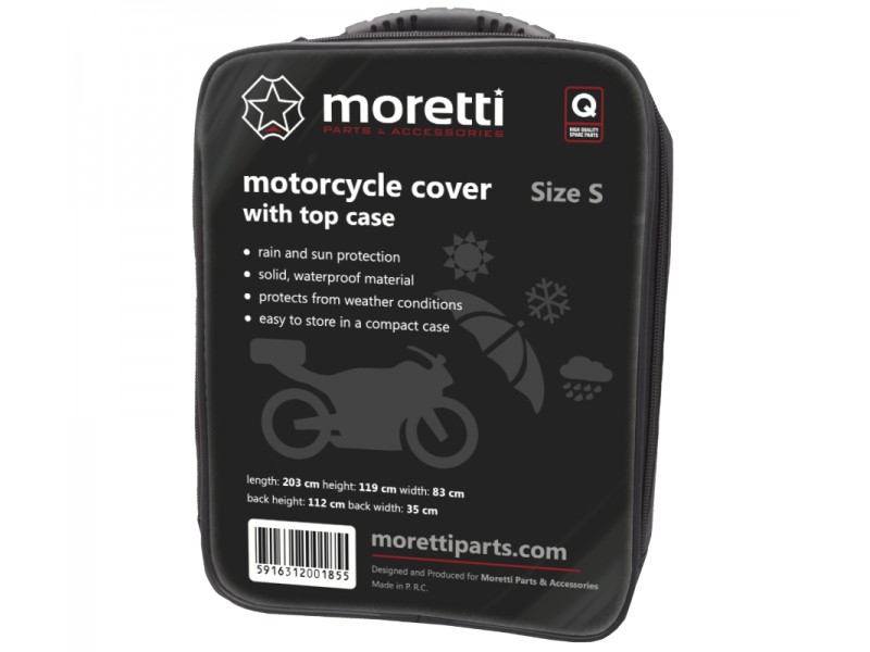 Motorcycle cover with trunk, size S, Moretti