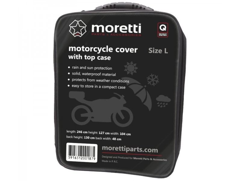 Motorcycle cover with trunk, size L, Moretti