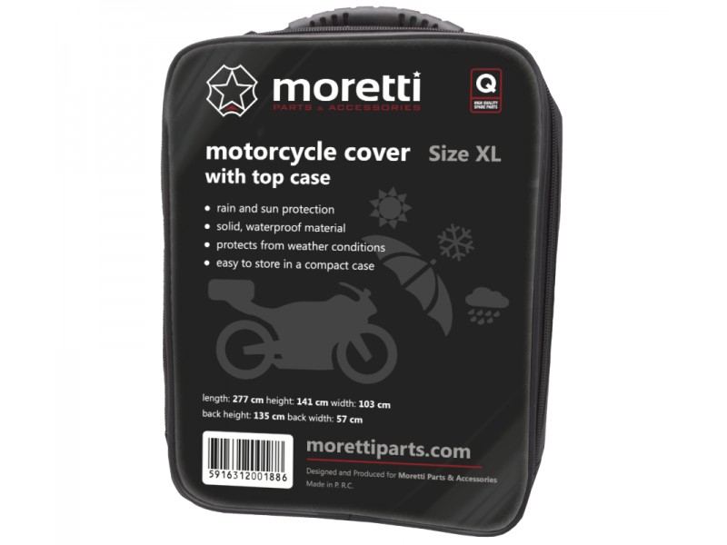 Motorcycle cover with trunk, size XL, Moretti