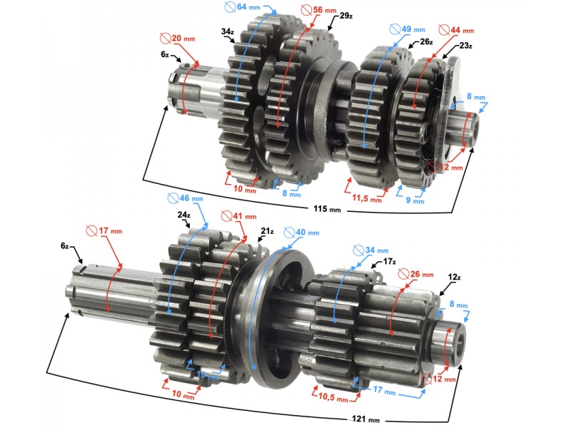 Gearbox for motorcycles with Moretti 125cc engine