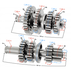 Gearbox for Moretti horizontal 154FMI engine, 125cc 4T, 4-speed Manual, Black