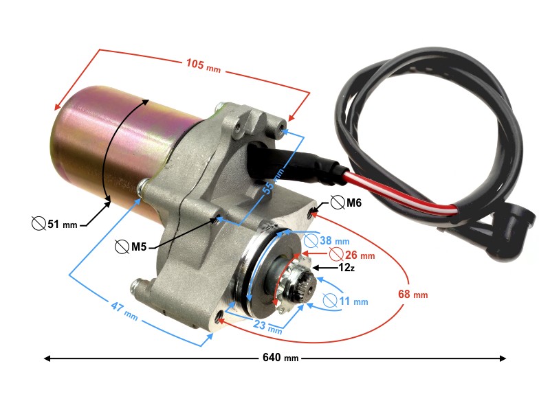 Starter motor for ATV 110cc bottom, 12 teeth Starter motor for ATV 110cc bottom, 12 teeth
