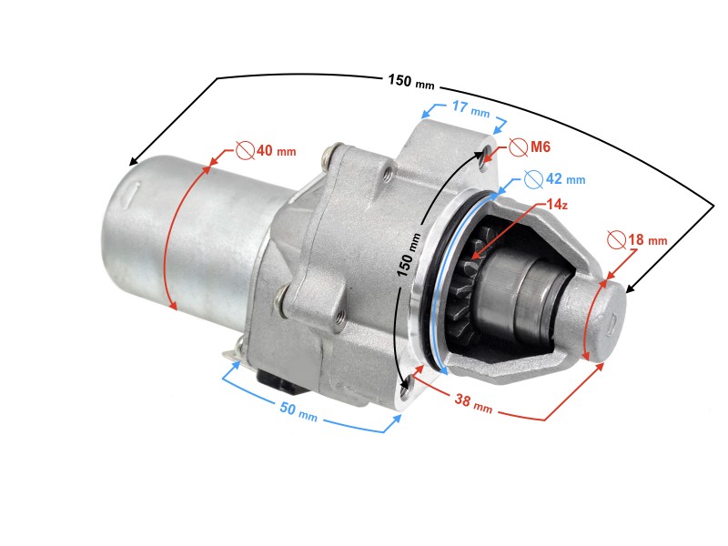 Starter for AM6 engine, 14 teeth Starter for AM6 engine, 14 teeth