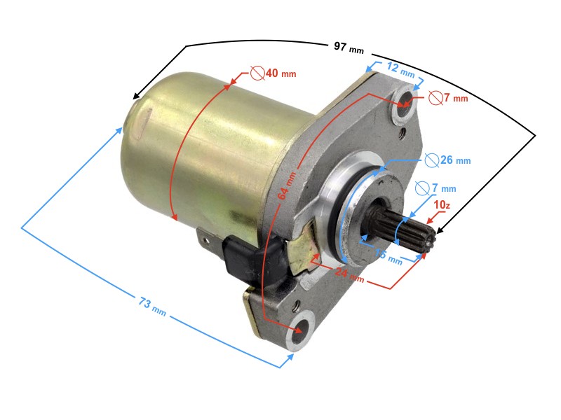 Starter for 2T Yamaha 3KJ scooter, 10 teeth