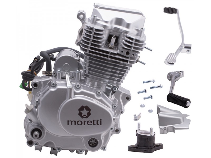 Vertical Moretti engine 162FMJ, 150cc 4T, 5 speed manual, silver Vertical Moretti engine 162FMJ, 150cc 4T, 5 speed manual, silver