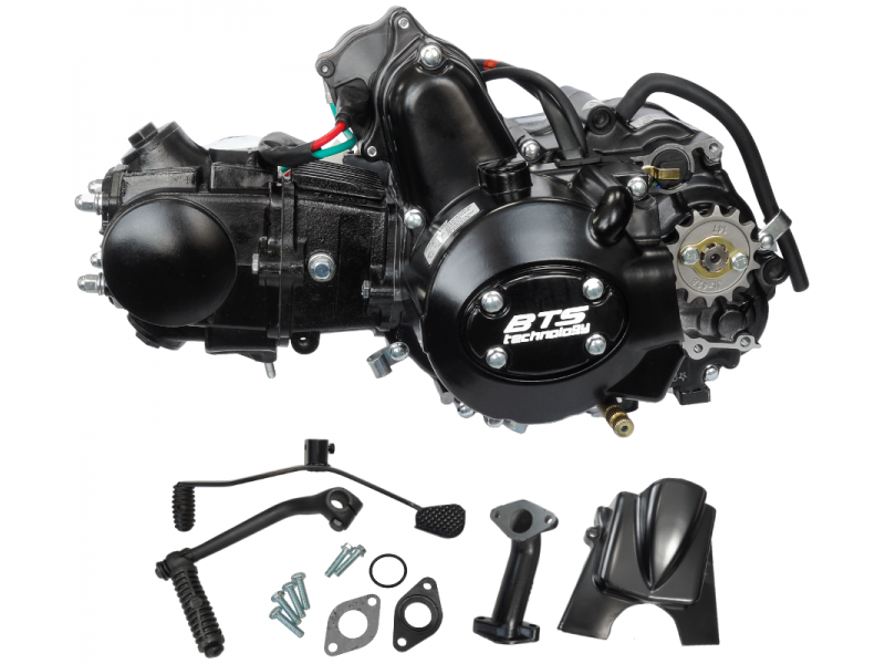 Horizontal engine 70cc 4T with manual gearbox for moped, black, new covers (without oil)