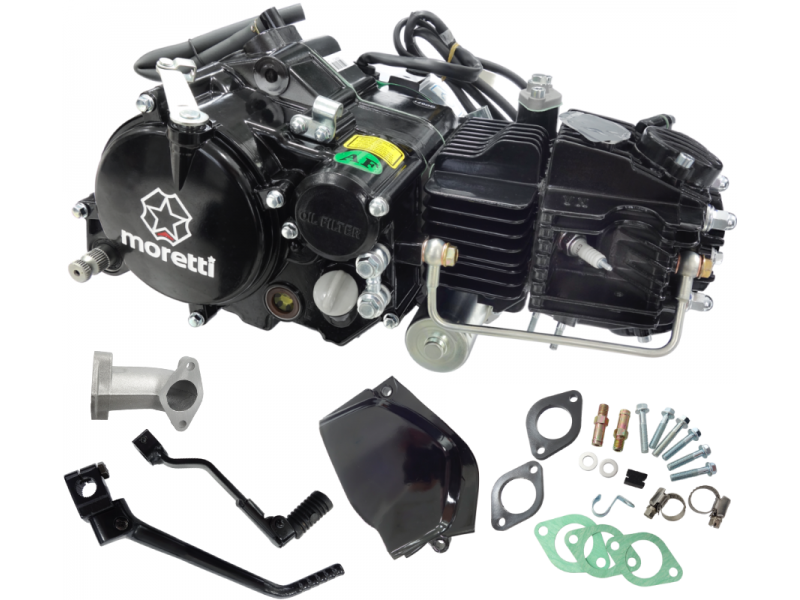 Horizontal engine Moretti 1P60FMJ, 150cc 4T, 4-speed manual, black with starter