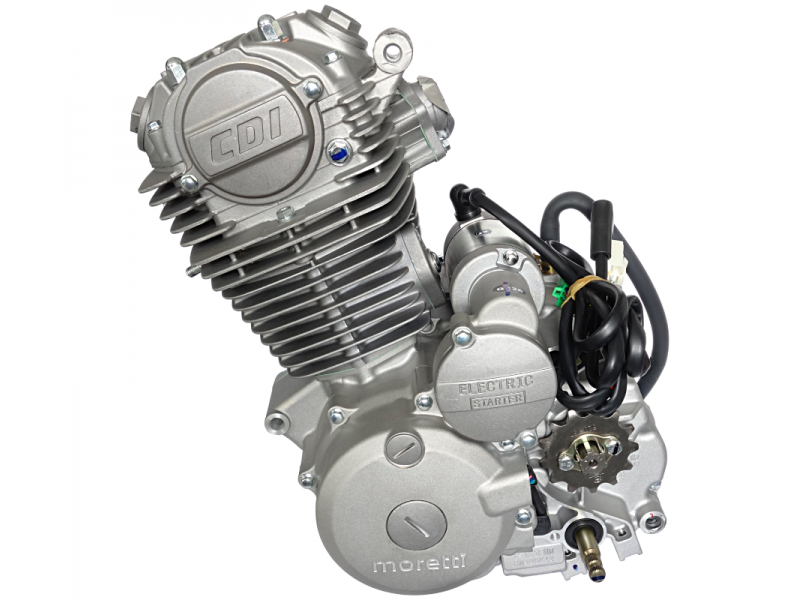 Vertical Moretti engine 250cc 4T, 5-speed manual