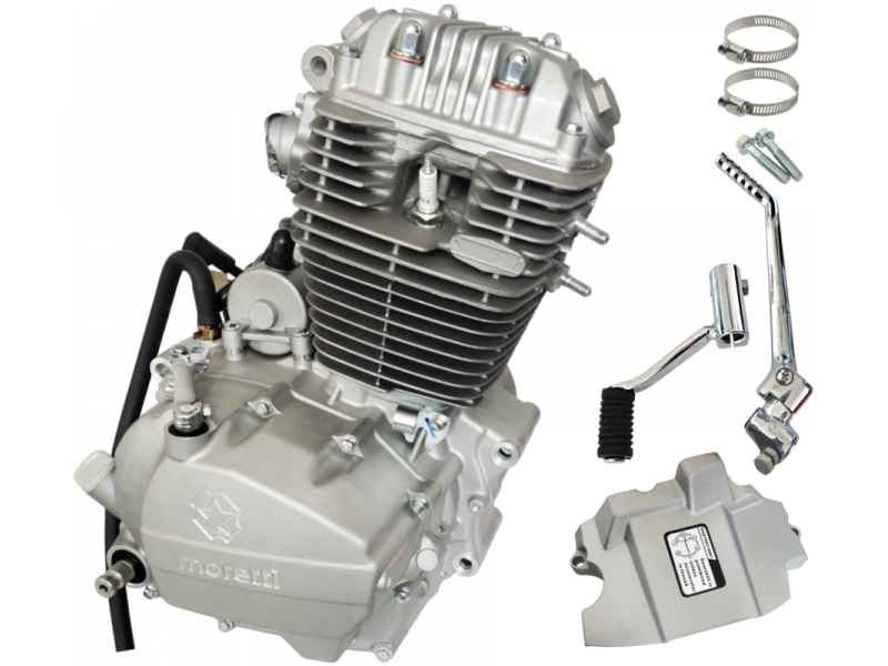 Vertical Moretti engine 250cc 4T, 5-speed manual