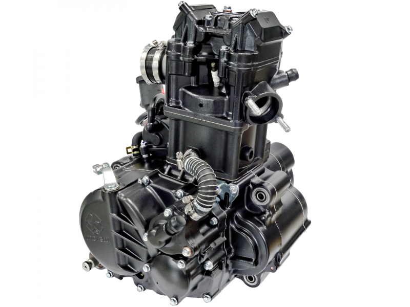Moretti vertical 300cc 4T engine, 5-speed manual, black