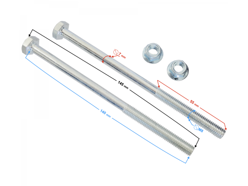 Bolt set (4 pcs.) M8, length 58, nail length 17