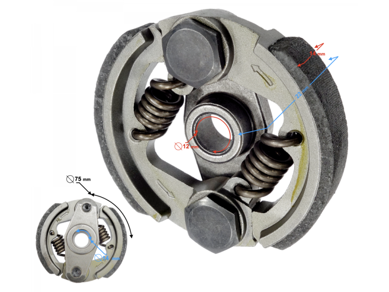 Clutch jaws, springs, for Pocket Bike 2 moped