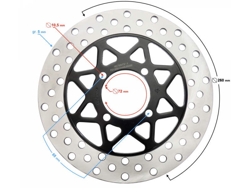 Front brake disc HISUN Sector 550