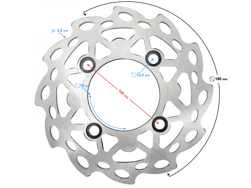 Rear Brake Disc 190mm x 100mm x 76mm Cross 125