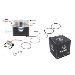 Moretti 125cc piston 4T motorcycle, graphite, diameter56,4, pin diameter 15 , height 23, set