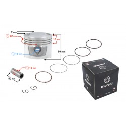 Moretti 150cc piston 4T motorcycle, diameter 62, pin diameter 13, height 23,5, set