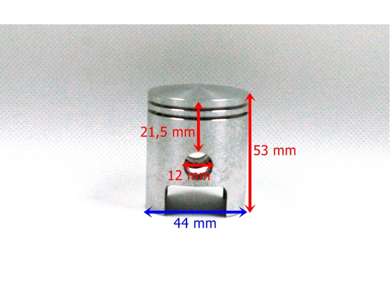 Moretti 60cc piston AM6 2T moped, diametr 44, pin diameter 12, height 28, set Moretti 60cc piston AM6 2T moped, diametr 44, pin diameter 12, height 28, set