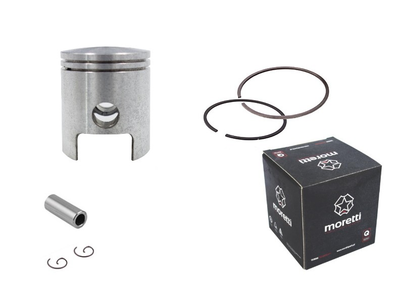 Moretti 60cc piston AM6 2T moped, diametr 44, pin diameter 12, height 28, set Moretti 60cc piston AM6 2T moped, diametr 44, pin diameter 12, height 28, set