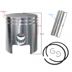 80cc piston for AM6 2T moped with vertical motor, pin 12mm, piston diameter 47mm