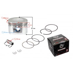 Moretti 110cc piston 4T moped, diameter 52, pin diameter 13, height 19,5, set