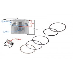 Piston set for 130cc moped, pin diameter 14