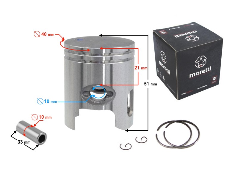 Piston for 50 2T scooter, pin diameter 10