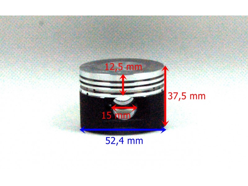 Moretti 125cc piston 4T scooter, graphite, diameter 52,4, pin diameter 15, height 20, set