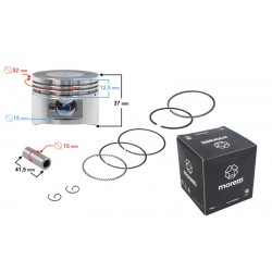 Moretti 125cc piston 4T scooter , diameter 52,4, pin diameter 15, height 20, set Moretti 125cc piston 4T scooter , diameter 52,4, pin diameter 15, height 20, set