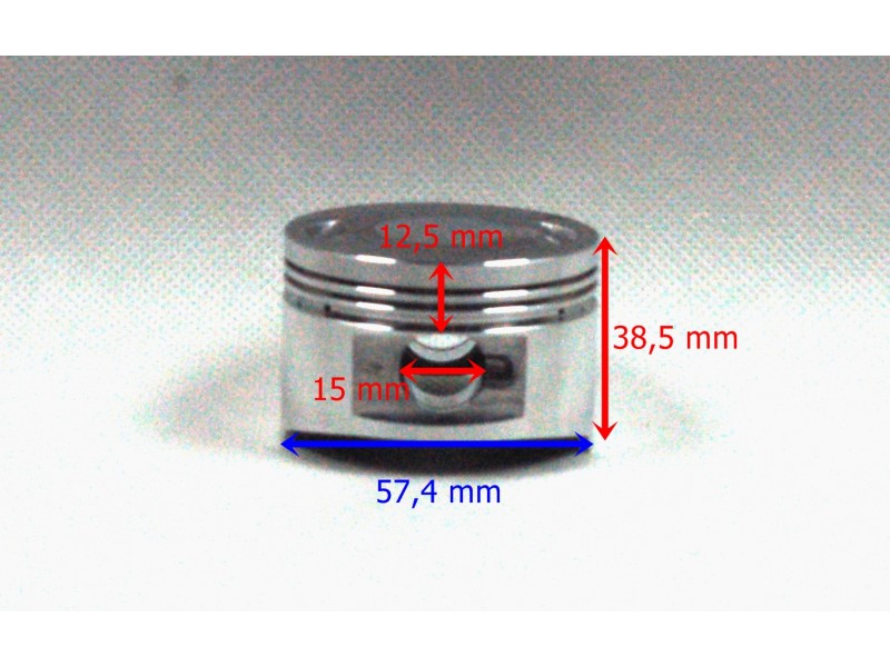 Moretti 150cc piston 4T scooter, diameter 57,4, pin diameter 15, height 20, set
