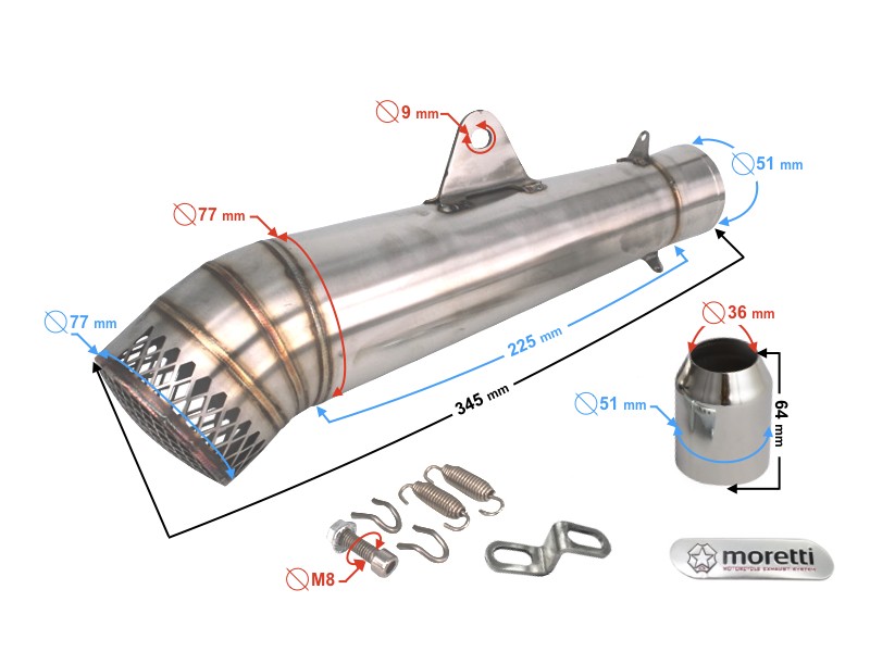 STAL011 Universal tunning muffler (color: titanium)