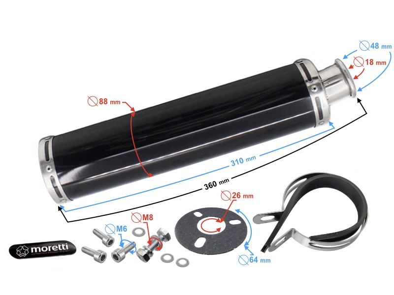 ALUMINIUM03 Universal tunning muffler (color: black)