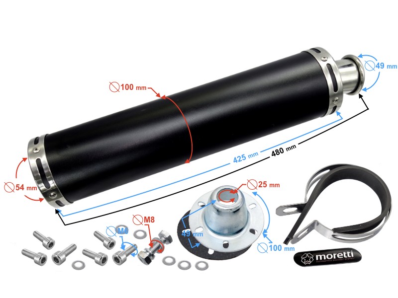 ALUMINIUM04 Universal tunning muffler (color: black)