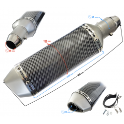 STAL013 Universal tunning muffler (color: carbon - titanium ending)
