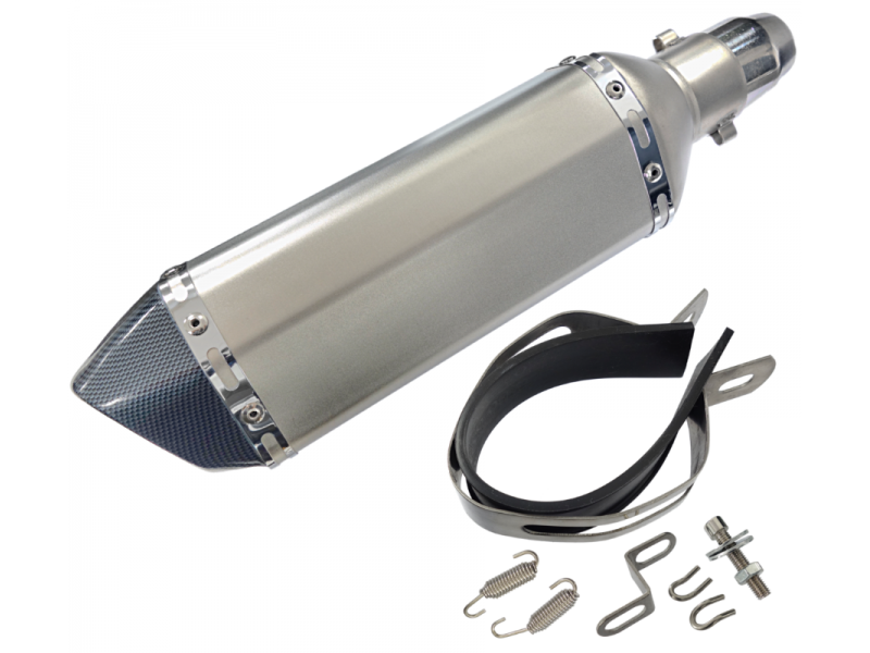 STAL013 Universal tunning muffler 370 mm (color: titanium - black ending) STAL013 Universal tunning muffler 370 mm (color: titanium - black ending)