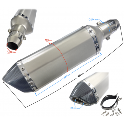STAL013 Universal tunning muffler 370 mm (color: titanium - black ending)