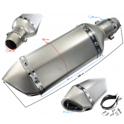STAL013 Universal tunning muffler 300 mm (color: titanium)