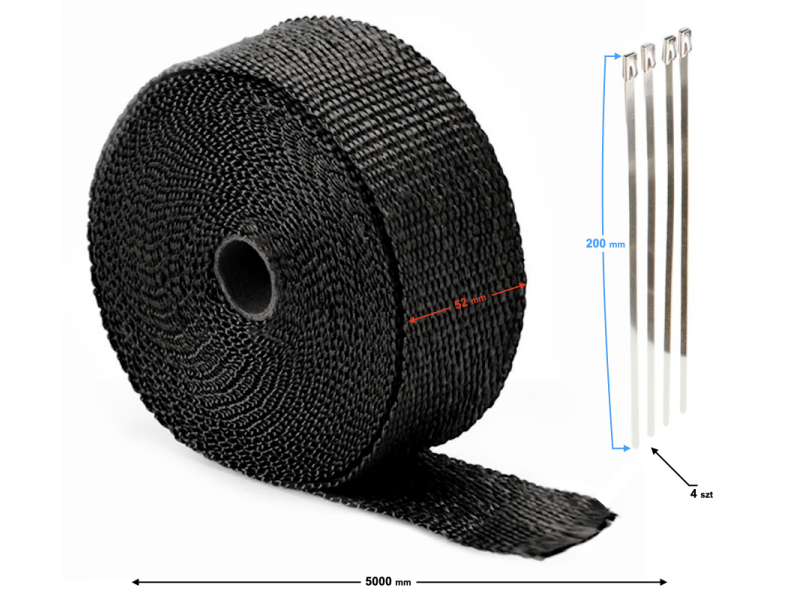 Thermal tape for muffler 5M (BLACK) Thermal tape for muffler 5M (BLACK)