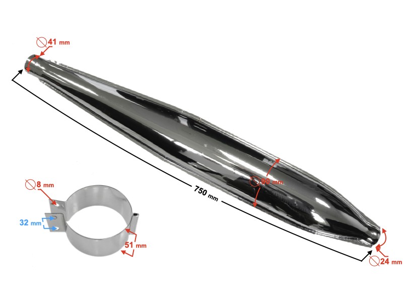 Muffler for WSK125, chrome