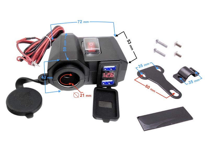 Motorcycle Lighter socket USB (on the steering wheel) Motorcycle Lighter socket USB (on the steering wheel)