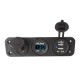 Cigarette Lighter Socket USB 12v Voltmeter Blue Display