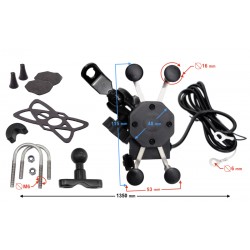 Motorcycle phone holder with USB, 2 mounts Motorcycle phone holder with USB, 2 mounts