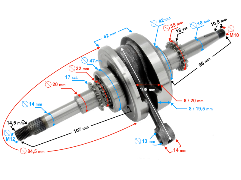 Crankshaft for 4T 50-80cc scooter