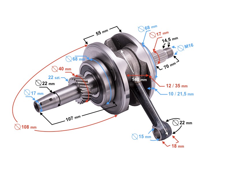 Crankshaft for 175cc Moretti motorcycle