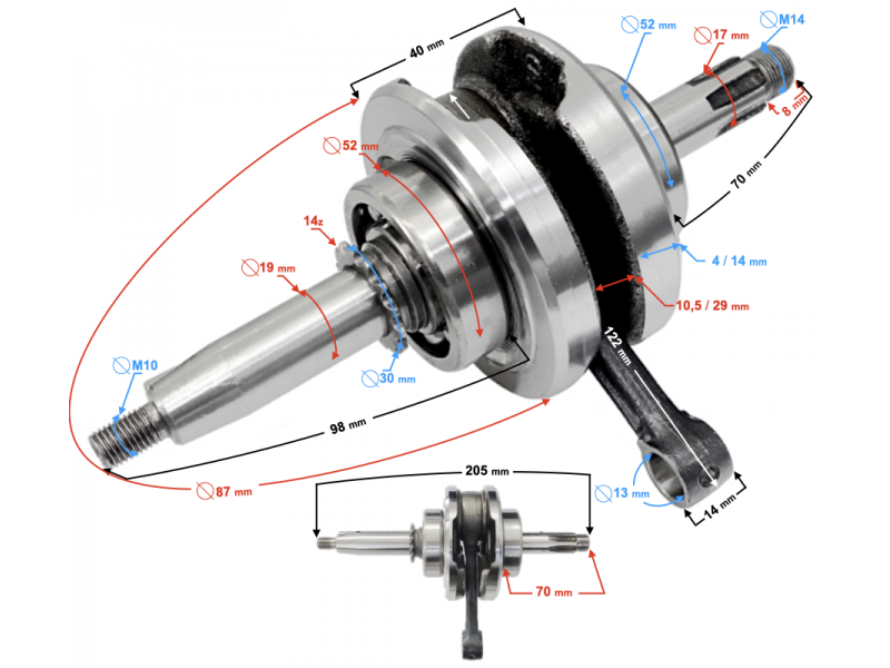 Crankshaft 50cc 4T moped