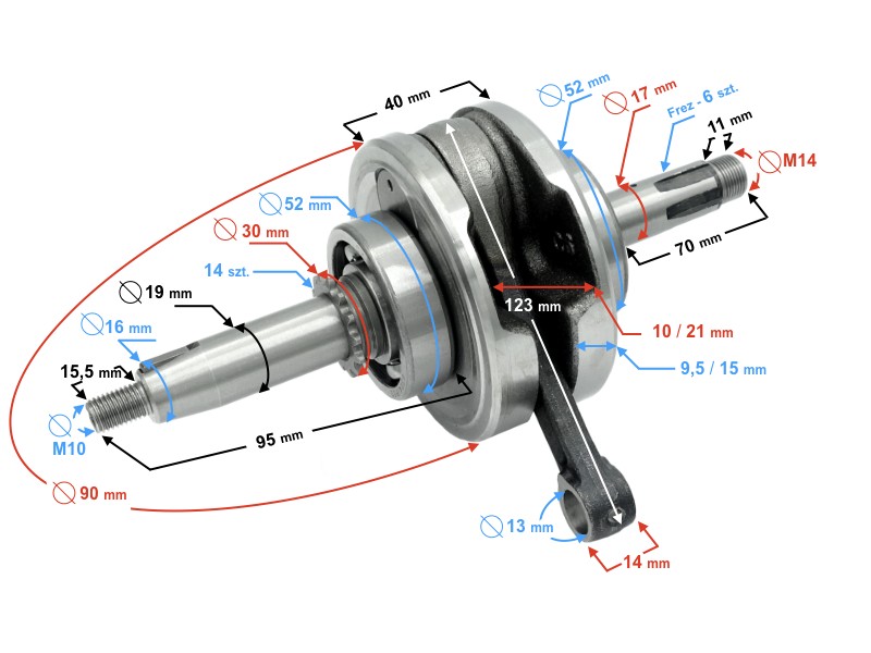 Crankshaft for horizontal Moretti 110 engine